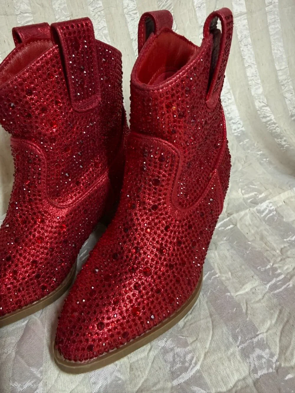 Link Red Rhinestone Crystal Western Cowgirl Boots Toddler Girls Size 9